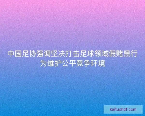 中国足协强调坚决打击足球领域假赌黑行为维护公平竞争环境